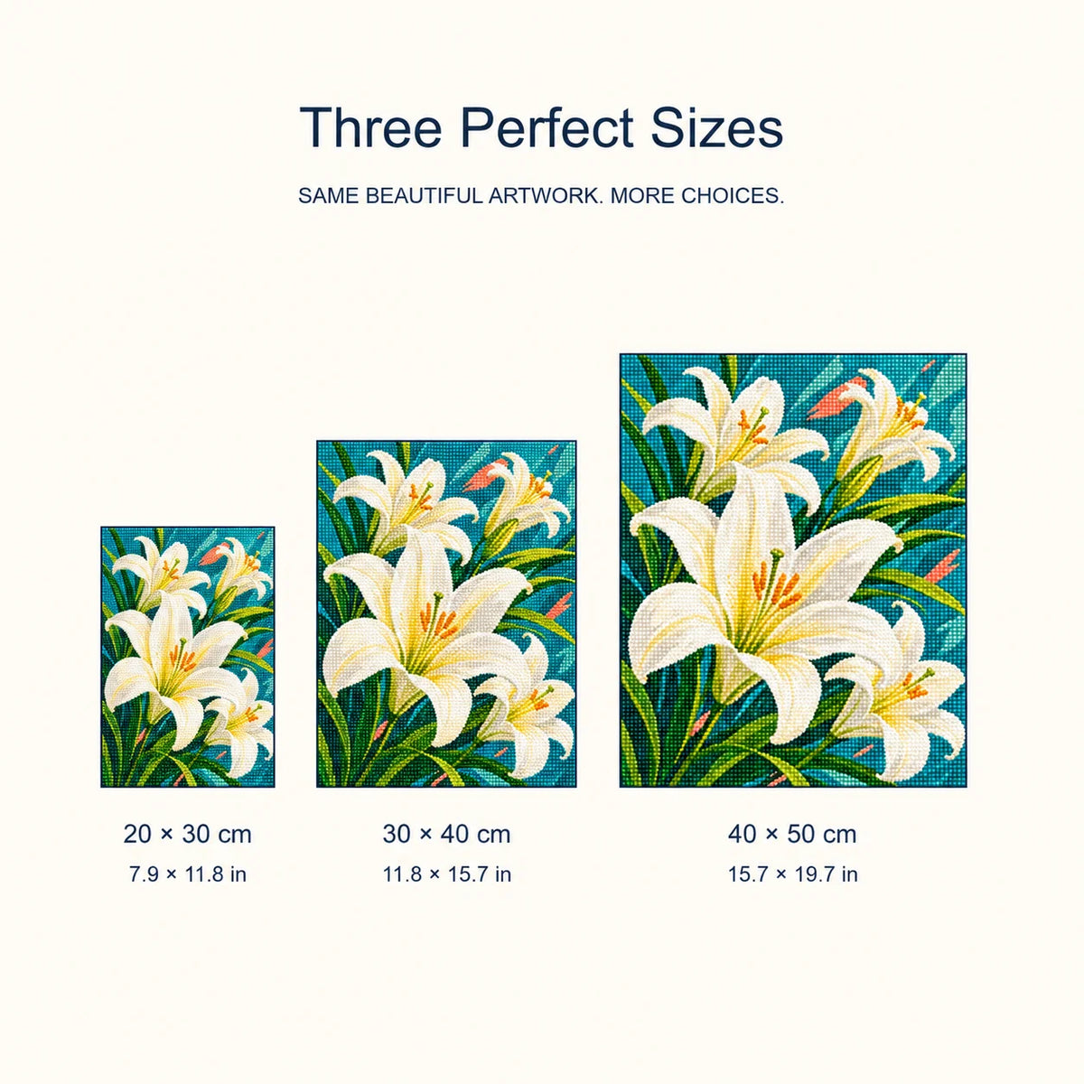 Size guide for Lily Radiance Diamond Painting Kit