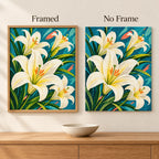 Framed and no-frame comparison for Lily Radiance Diamond Painting Kit