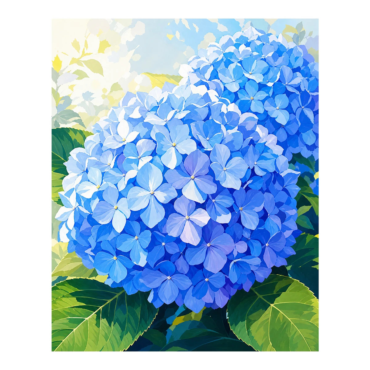 Original artwork for Azure Hydrangea Bloom Diamond Painting Kit on a white background