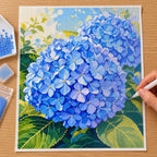Hands-on painting process for Azure Hydrangea Bloom Diamond Painting Kit