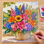 Hands-on painting process for Summer Garden Bouquet Diamond Painting Kit
