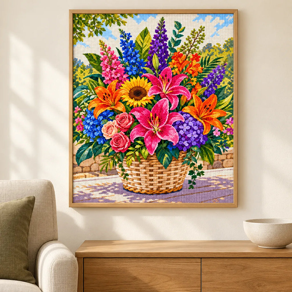 Home decor scene for Summer Garden Bouquet Diamond Painting Kit