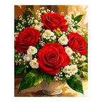 Original artwork for Crimson Roses in Bloom Diamond Painting Kit on a white background