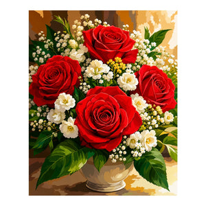 Crimson Roses in Bloom Diamond Painting Kit