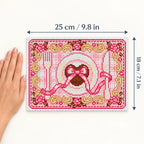 Diamond painting placemat size guide showing 25 by 18 centimeters