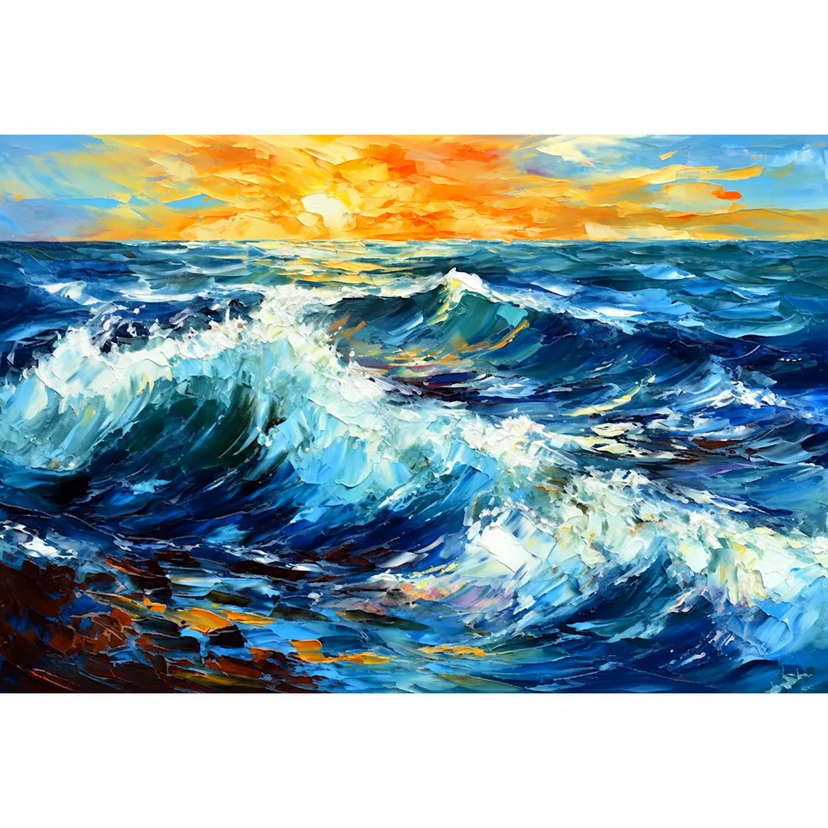 Ocean Wave Sunset Diamond Painting Kit