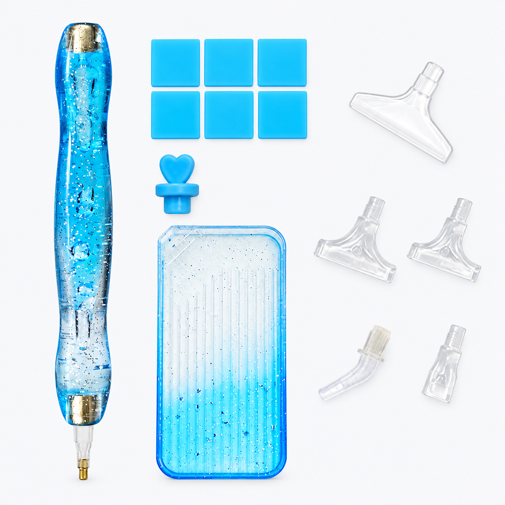 Blue 14PCS gradient acrylic diamond painting drill pen set