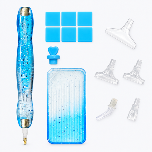Blue 14PCS gradient acrylic diamond painting drill pen set