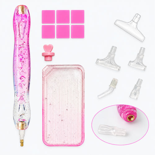 Pink 14PCS gradient acrylic diamond painting drill pen set