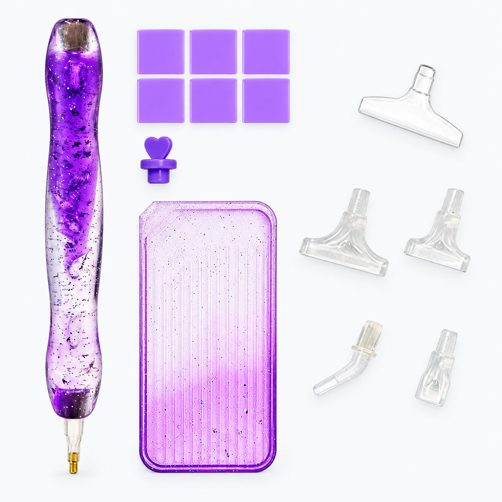 Purple 14PCS gradient acrylic diamond painting drill pen set