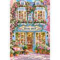 Blue Window Floral Bookshop original artwork on white background