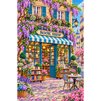 Wisteria Awning Bookshop finished diamond painting on white background