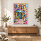 Wisteria Awning Bookshop diamond painting displayed in a bright home interior