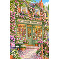 Green Door Rose Bookshop original artwork on white background