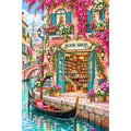 Venetian Canal Flower Bookshop original artwork on white background