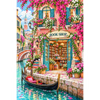 Venetian Canal Flower Bookshop original artwork on white background