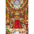 Grand Stained Glass Bookshop original artwork on white background