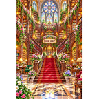Grand Stained Glass Bookshop original artwork on white background