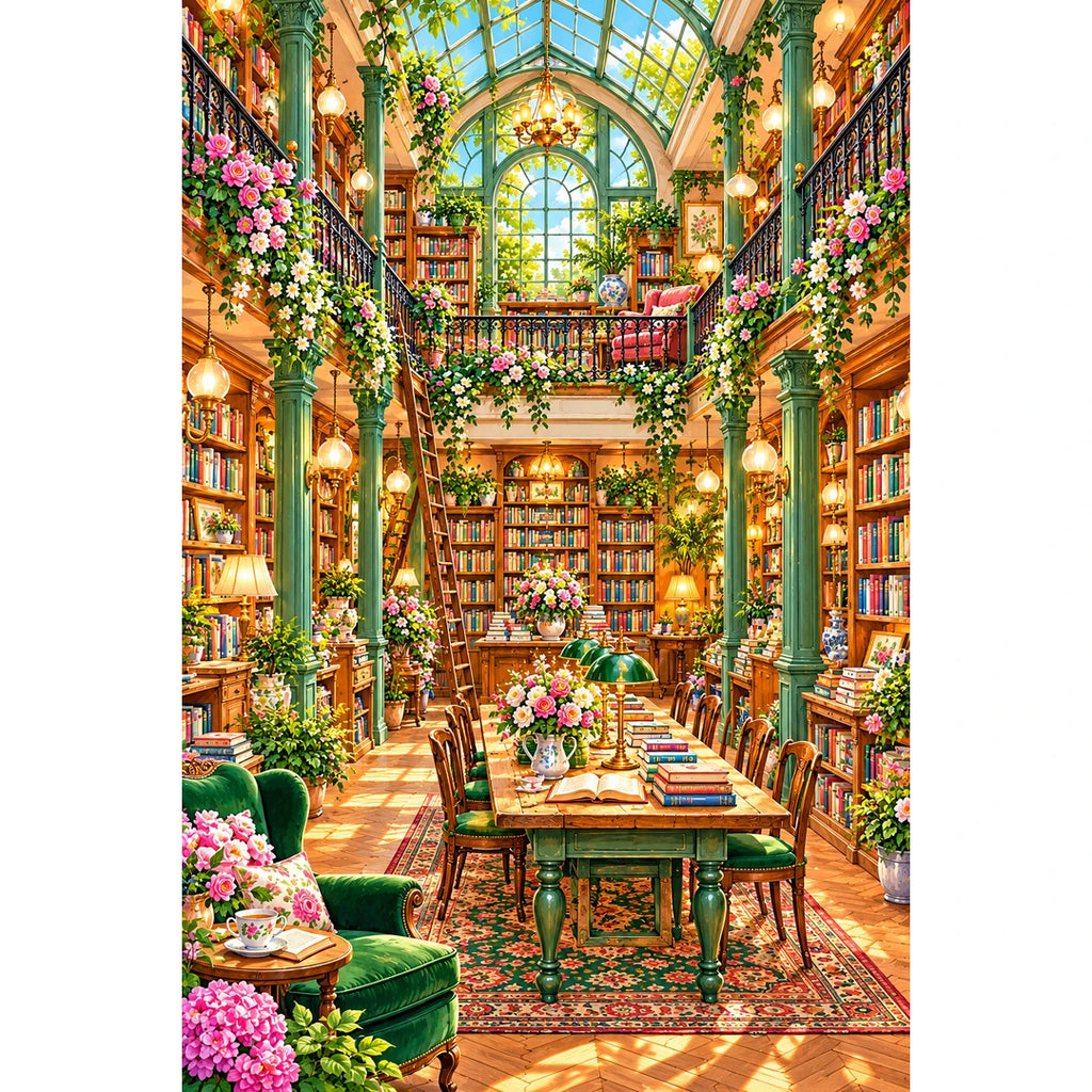 Sunlit Botanical Library original artwork on white background