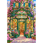 Art Nouveau Flower Bookshop original artwork on white background