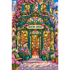 Art Nouveau Flower Bookshop finished diamond painting on white background