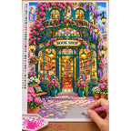 Placing resin drills on the Art Nouveau Flower Bookshop diamond painting