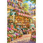 Floral Bookmobile Street Shop original artwork on white background