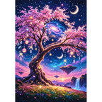 Cosmic Blossom Tree finished diamond painting on white background