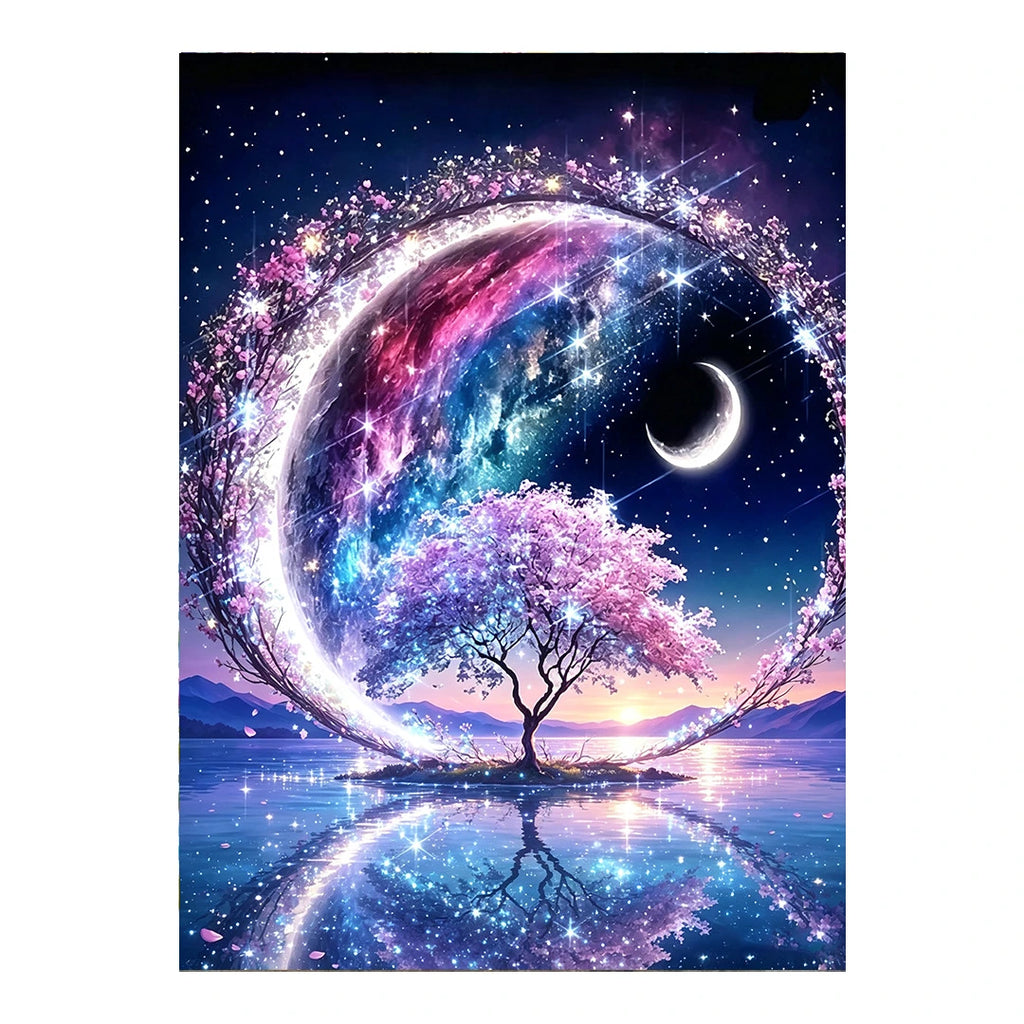 Crescent Galaxy Tree original artwork on white background