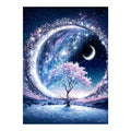 Winter Crescent Tree original artwork on white background