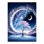 Winter Crescent Tree original artwork on white background