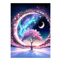 Aurora Crescent Tree original artwork on white background