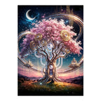 Celestial Clockwork Tree original artwork on white background