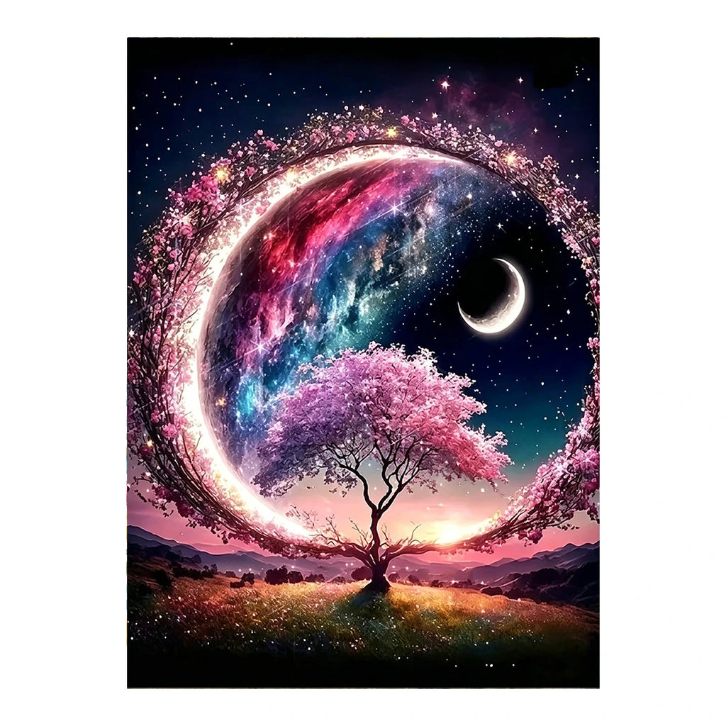 Sunset Crescent Tree original artwork on white background