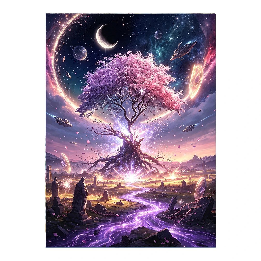 Cosmic Portal Tree original artwork on white background