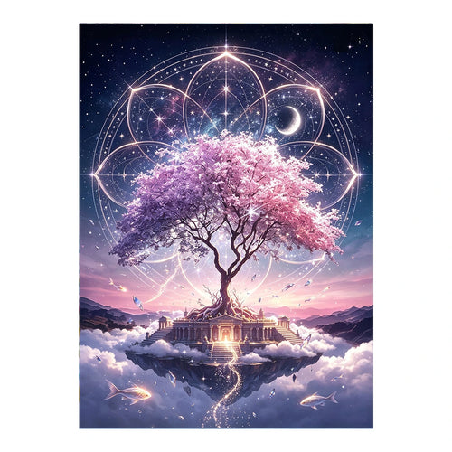 Celestial Mandala Tree original artwork on white background