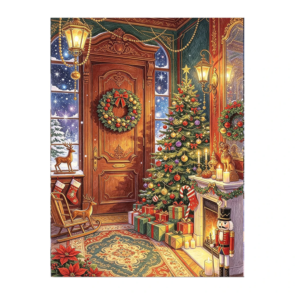 Festive Christmas Doorway original artwork on white background