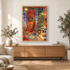 Festive Christmas Doorway diamond painting displayed in a bright home interior