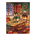 Cozy Christmas Fireplace Feast original artwork on white background