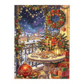 Christmas Balcony Village original artwork on white background