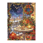 Christmas Balcony Village original artwork on white background
