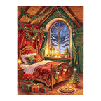 Cozy Christmas Bedroom original artwork on white background