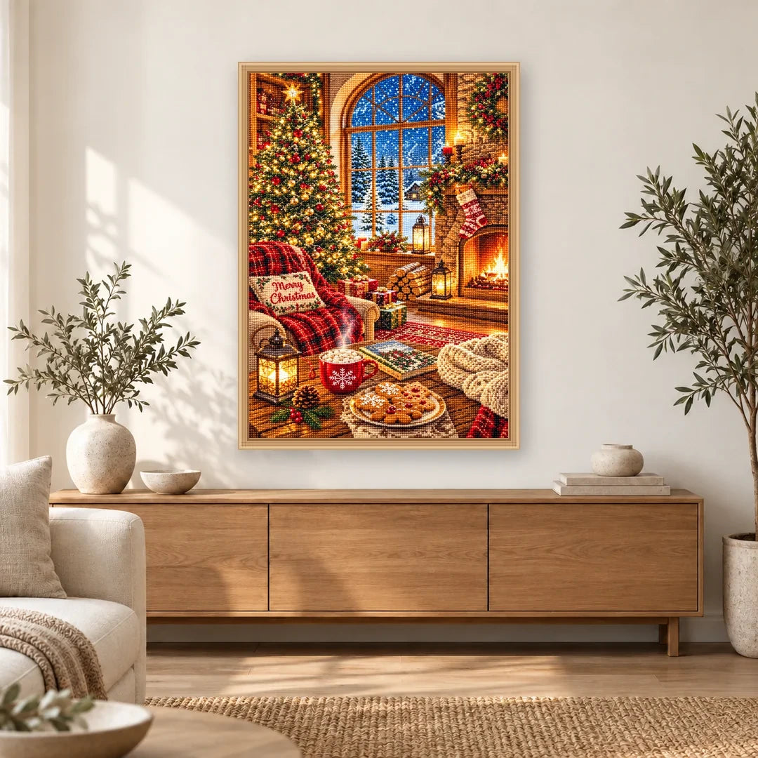 Cozy Christmas Tree Fireplace home decor scene