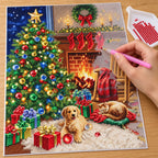 Christmas Tree Puppy and Kitten diamond painting process