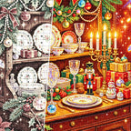 Festive Christmas China Cabinet diamond drill detail