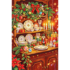 Festive Christmas China Cabinet finished diamond painting
