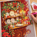 Festive Christmas China Cabinet diamond painting process