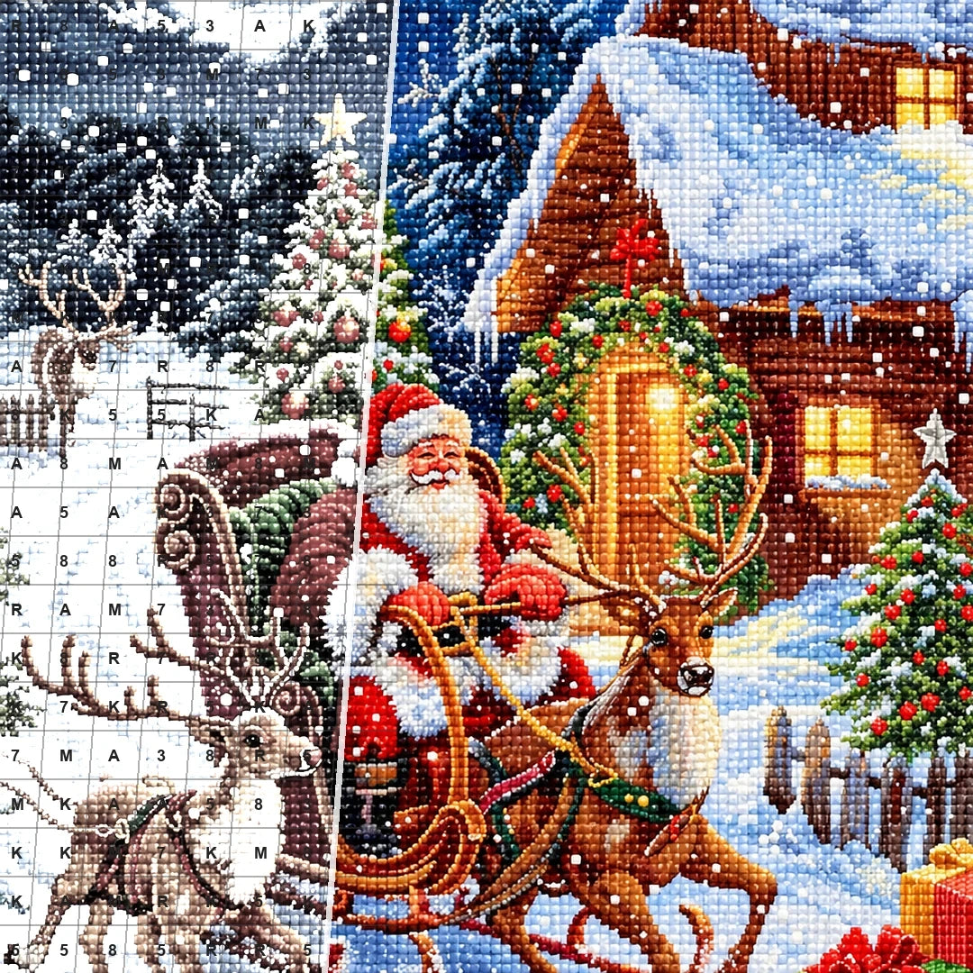 Santa Sleigh at Snowy Cabin diamond drill detail