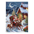 Santa Sleigh at Snowy Cabin original artwork