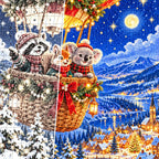 Christmas Animal Hot Air Balloon diamond drill detail